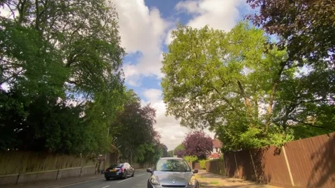 Low Angle Car Mounted Camera Luton City Street View Footage Stock Footage 314414337