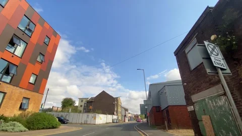 Low Angle Car Mounted Camera Luton City Street View Footage Stock Footage 314414345