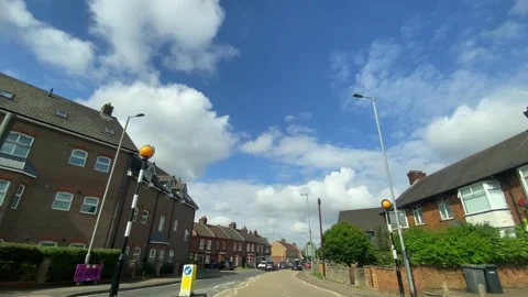 Low Angle Car Mounted Camera Luton City Street View Footage Stock Footage 314414399