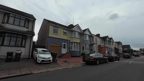 Low Angle Car Mounted Camera Luton City Street View Footage Stock Footage 314414576