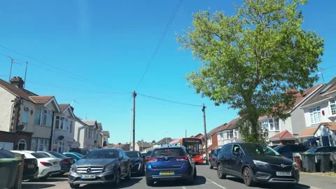 Low Angle Car Mounted Camera Luton City Street View Footage Stock Footage 314414606