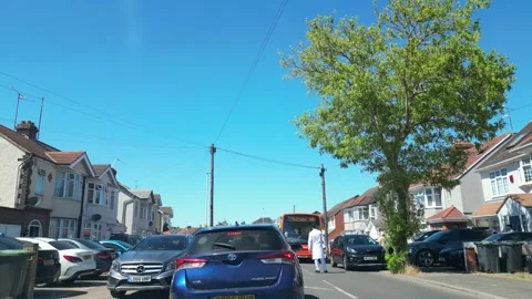 Low Angle Car Mounted Camera Luton City Street View Footage Stock Footage 314414666