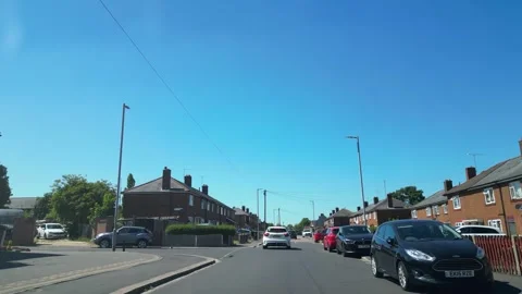 Low Angle Car Mounted Camera Luton City Street View Footage Stock Footage 314414707
