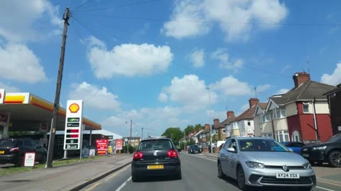 Low Angle Car Mounted Camera Luton City Street View Footage Stock Footage 314414721