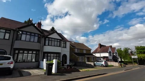 Low Angle Car Mounted Camera Luton City Street View Footage Stock Footage 314415001