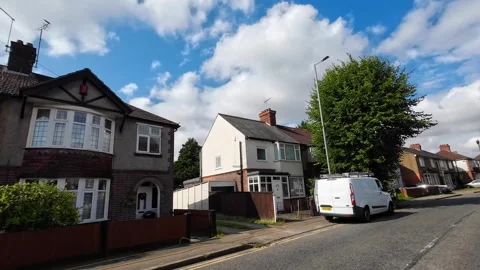 Low Angle Car Mounted Camera Luton City Street View Footage Stock Footage 314415126
