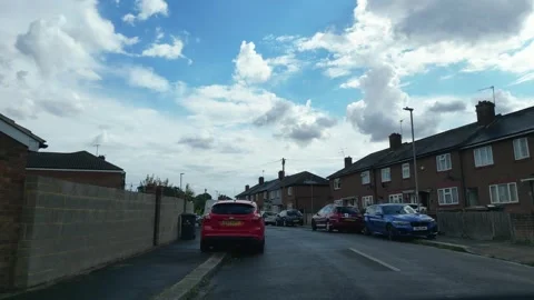 Low Angle Car Mounted Camera Luton City Street View Footage Stock Footage 314415143