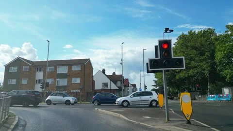 Low Angle Car Mounted Camera Luton City Street View Footage Stock Footage 314415298