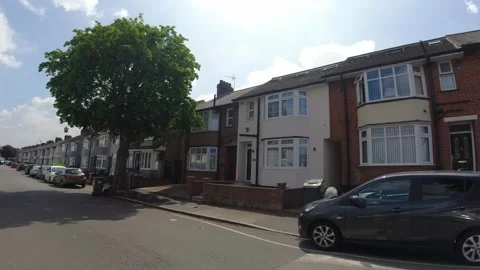 Low Angle Car Mounted Camera Luton City Street View Footage Stock Footage 314415300