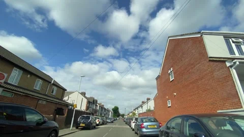 Low Angle Car Mounted Camera Luton City Street View Footage Stock Footage 314415451
