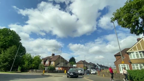 Low Angle Car Mounted Camera Luton City Street View Footage Video stock 314415466