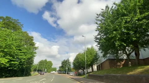 Low Angle Car Mounted Camera Luton City Street View Footage Stock Footage 314415584