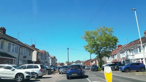Low Angle Car Mounted Camera Luton City Street View Footage Stock Footage 314415799