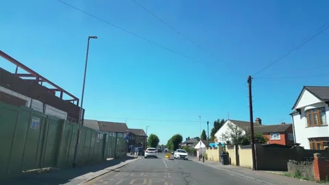 Low Angle Car Mounted Camera Luton City Street View Footage Stock Footage 314415802