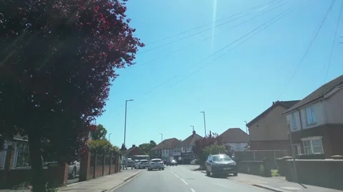 Low Angle Car Mounted Camera Luton City Street View Footage Stock Footage 314415847