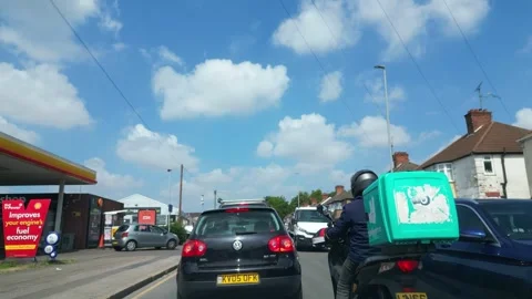 Low Angle Car Mounted Camera Luton City Street View Footage Stock Footage 314415936