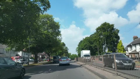 Low Angle Car Mounted Camera Luton City Street View Footage Stock Footage 314415972