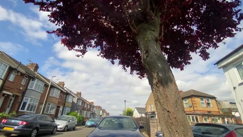 Low Angle Car Mounted Camera Luton City Street View Footage Stock Footage 314415989