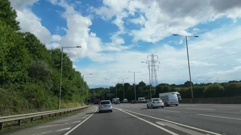 Low Angle Car Mounted Camera Luton City Street View Footage Stock Footage 314416065