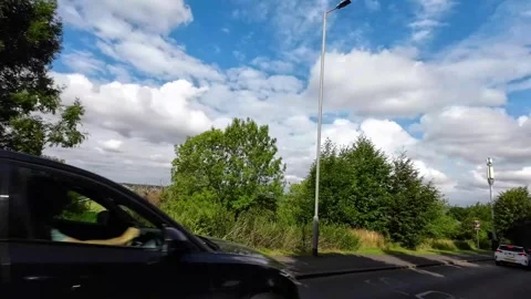 Low Angle Car Mounted Camera Luton City Street View Footage Stock Footage 314416111