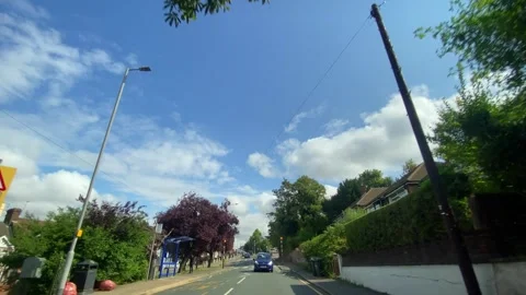 Low Angle Car Mounted Camera Luton City Street View Footage Stock Footage 314416200