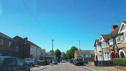 Low Angle Car Mounted Camera Luton City Street View Footage Stock Footage 314416283