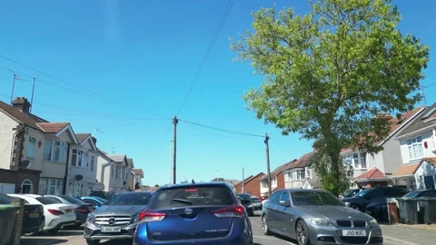 Low Angle Car Mounted Camera Luton City Street View Footage Stock Footage 314416291