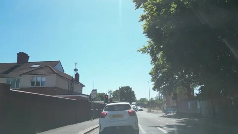 Low Angle Car Mounted Camera Luton City Street View Footage Stock Footage 314416344