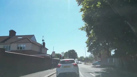 Low Angle Car Mounted Camera Luton City Street View Footage Stock Footage 314416358