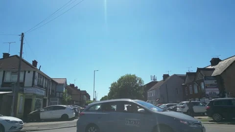 Low Angle Car Mounted Camera Luton City Street View Footage Video stock 314416378
