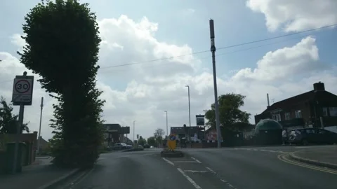 Low Angle Car Mounted Camera Luton City Street View Footage Video stock 314416482