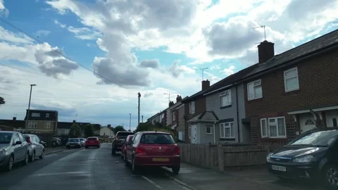 Low Angle Car Mounted Camera Luton City Street View Footage Video stock 314416498