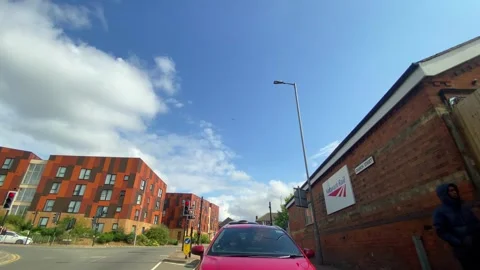 Low Angle Car Mounted Camera Luton City Street View Footage Stock Footage 314416670
