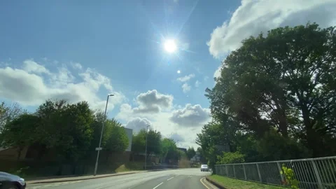 Low Angle Car Mounted Camera Luton City Street View Footage Video stock 314416682