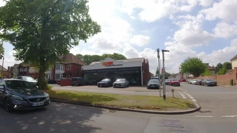 Low Angle Car Mounted Camera Luton City Street View Footage Stock Footage 314416940