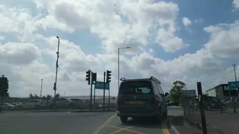 Low Angle Car Mounted Camera Luton City Street View Footage Stock Footage 314417068