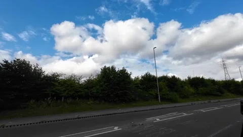 Low Angle Car Mounted Camera Luton City Street View Footage Video stock 314417086