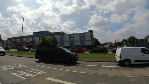 Low Angle Car Mounted Camera Luton City Street View Footage Video stock 314417178