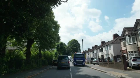 Low Angle Car Mounted Camera Luton City Street View Footage Stock Footage 314417372