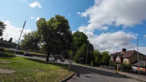 Low Angle Car Mounted Camera Luton City Street View Footage Stock Footage 314417462