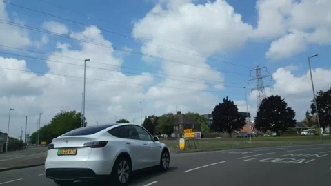 Low Angle Car Mounted Camera Luton City Street View Footage Stock Footage 314417505