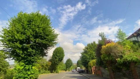 Low Angle Car Mounted Camera Luton City Street View Footage Stock Footage 314417590