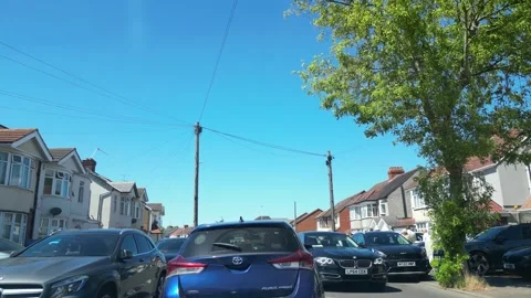 Low Angle Car Mounted Camera Luton City Street View Footage Stock Footage 314417595