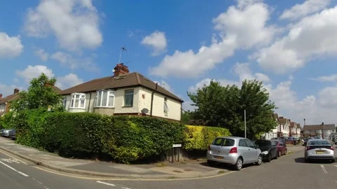 Low Angle Car Mounted Camera Luton City Street View Footage Stock Footage 314417606