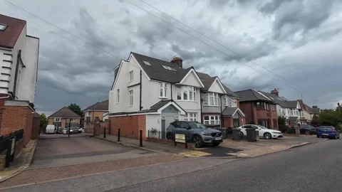 Low Angle Car Mounted Camera Luton City Street View Footage Stock Footage 314417612