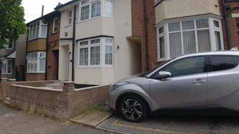 Low Angle Car Mounted Camera Luton City Street View Footage Stock Footage 314417652