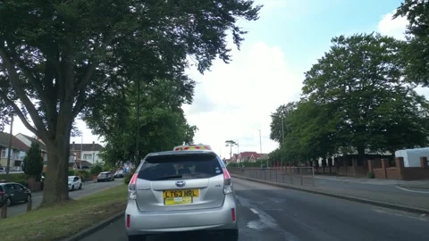 Low Angle Car Mounted Camera Luton City Street View Footage Stock Footage 314417653