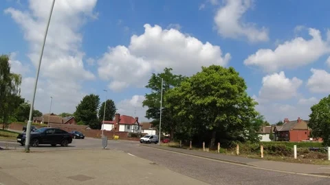 Low Angle Car Mounted Camera Luton City Street View Footage Stock Footage 314417797