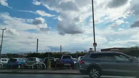 Low Angle Car Mounted Camera Luton City Street View Footage Stock Footage 314417828