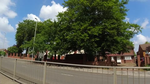 Low Angle Car Mounted Camera Luton City Street View Footage Stock Footage 314417850